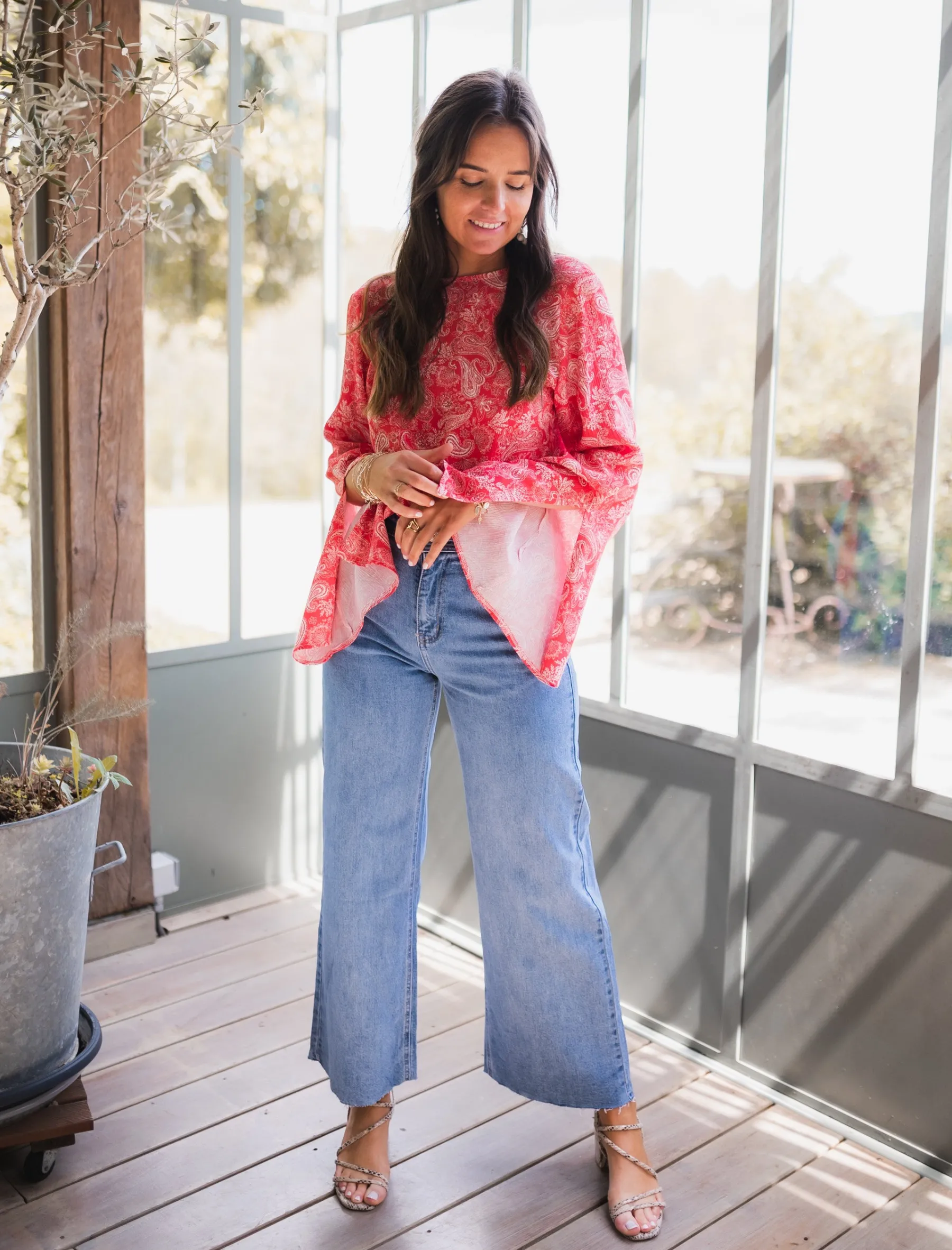 Chemisiers & Blouses-EASY-CLOTHES Blouse Hopi CREATION - rougeEasy Clothes Rouge