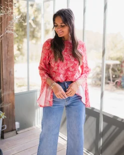 Chemisiers & Blouses-EASY-CLOTHES Blouse Hopi CREATION - rougeEasy Clothes Rouge