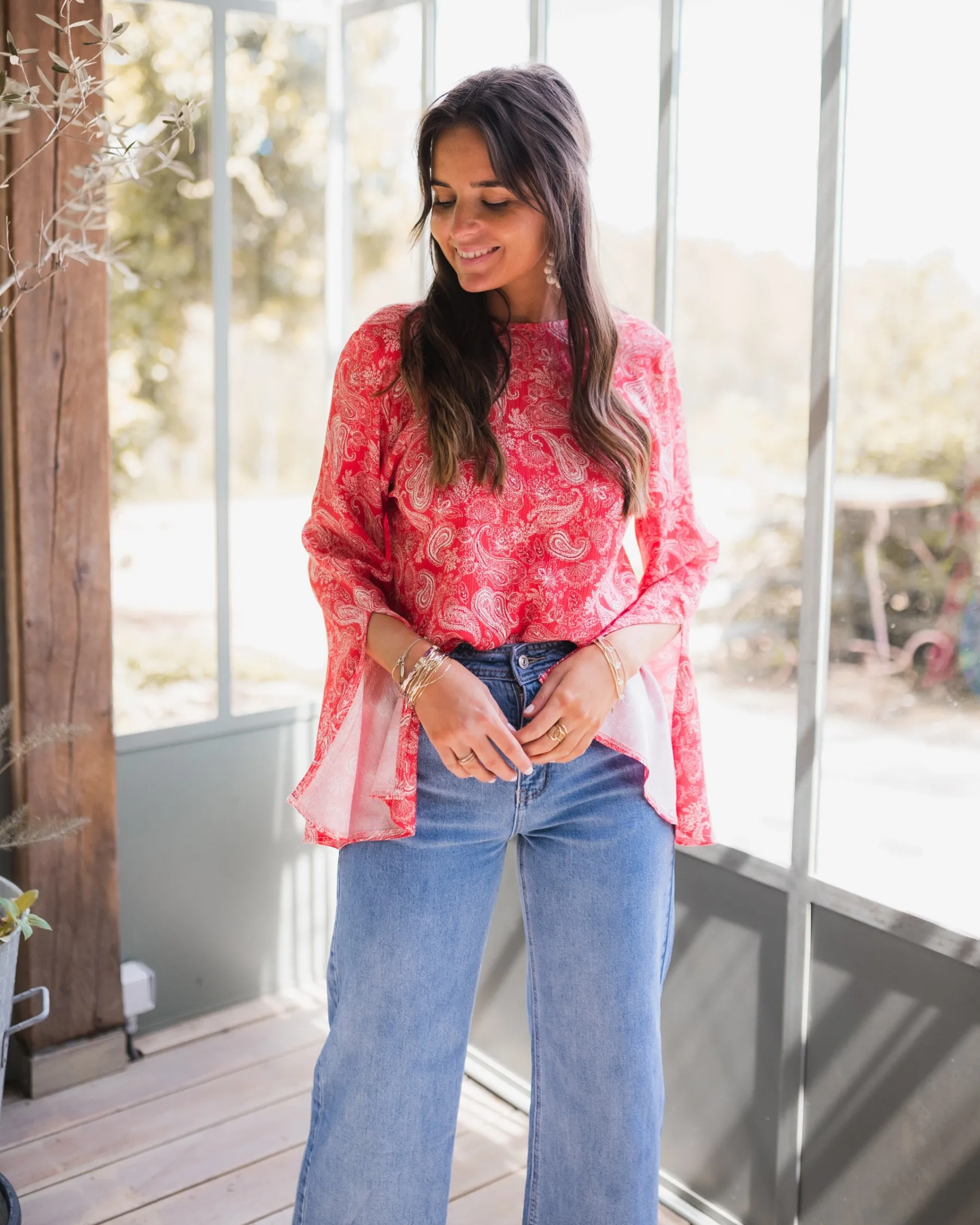Chemisiers & Blouses-EASY-CLOTHES Blouse Hopi CREATION - rougeEasy Clothes Rouge