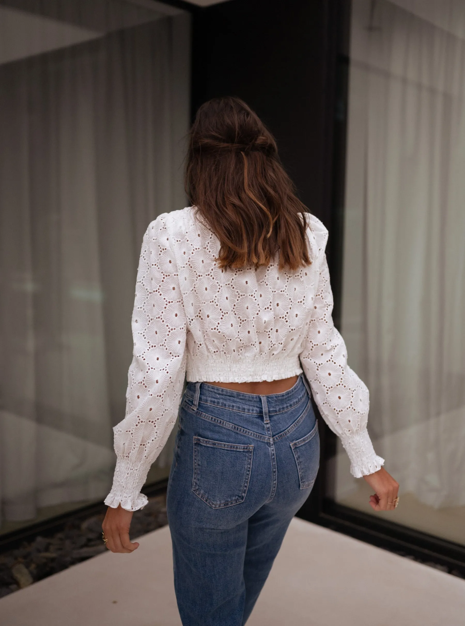 Chemisiers & Blouses-EASY-CLOTHES Blouse Jana - blanche à broderieEasy Clothes Blanche à broderie