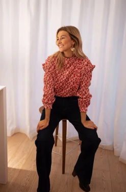 Chemisiers & Blouses-EASY-CLOTHES Blouse Joyca - rose à fleursEasy Clothes Rose à fleurs