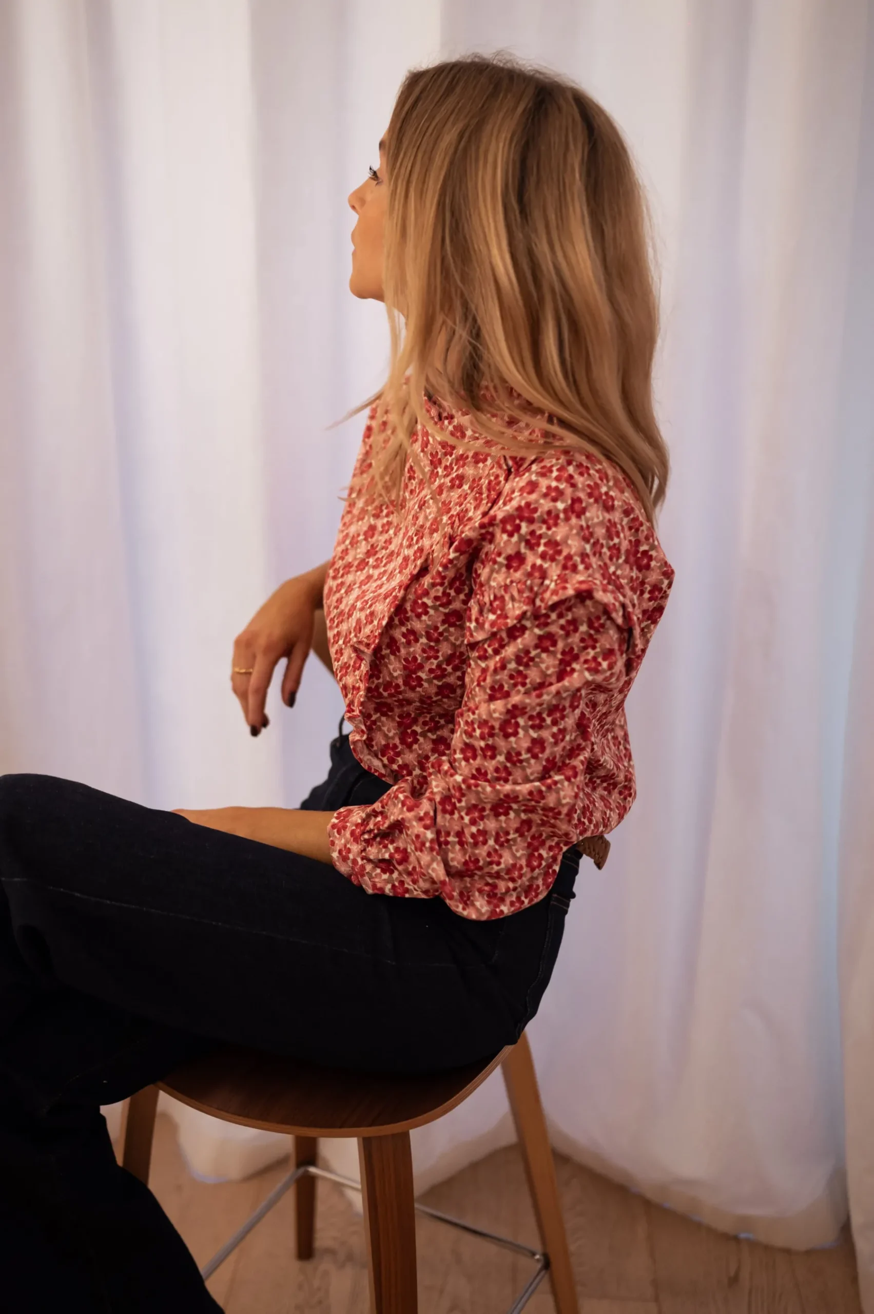 Chemisiers & Blouses-EASY-CLOTHES Blouse Joyca - rose à fleursEasy Clothes Rose à fleurs