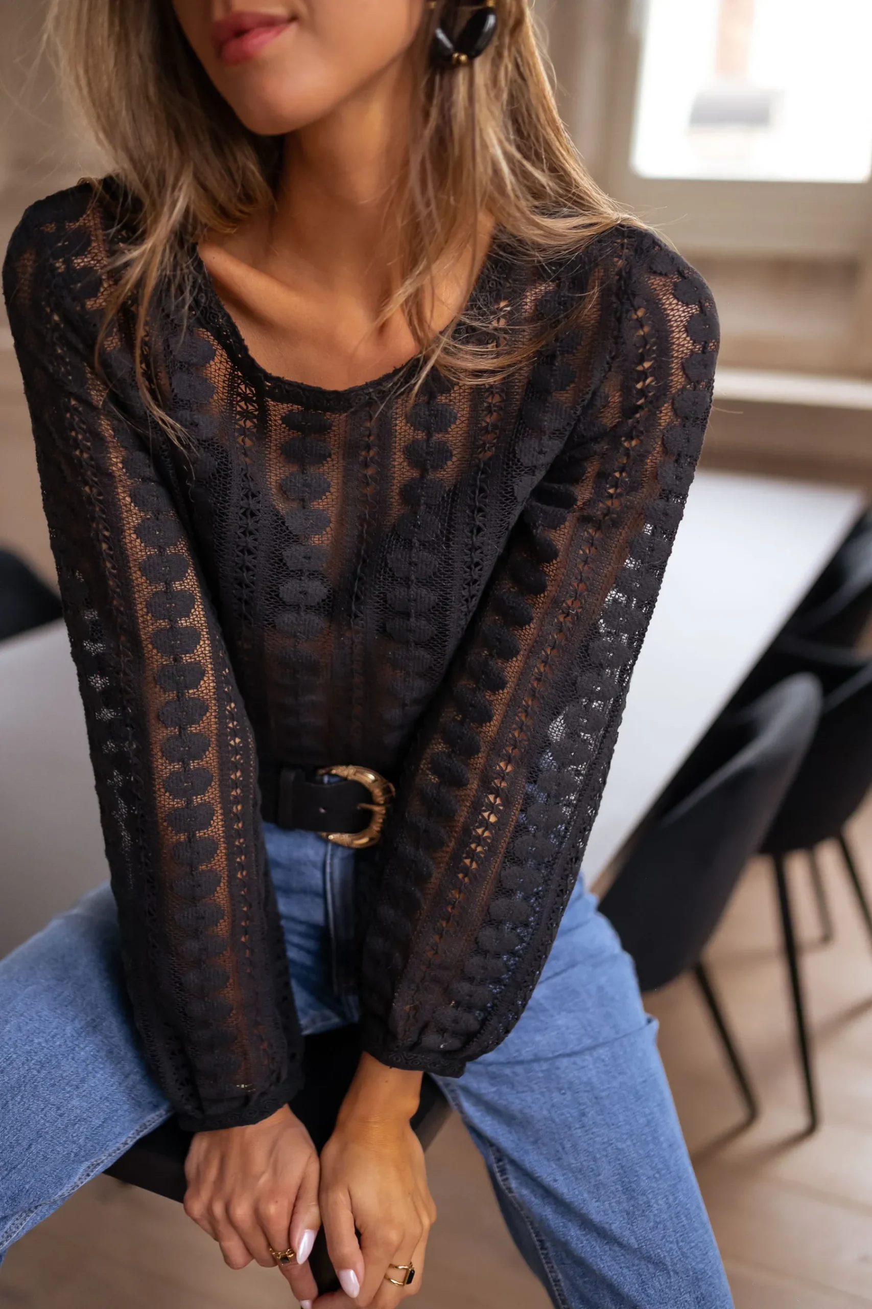 Chemisiers & Blouses-EASY-CLOTHES Blouse Laslo - noireEasy Clothes Noire