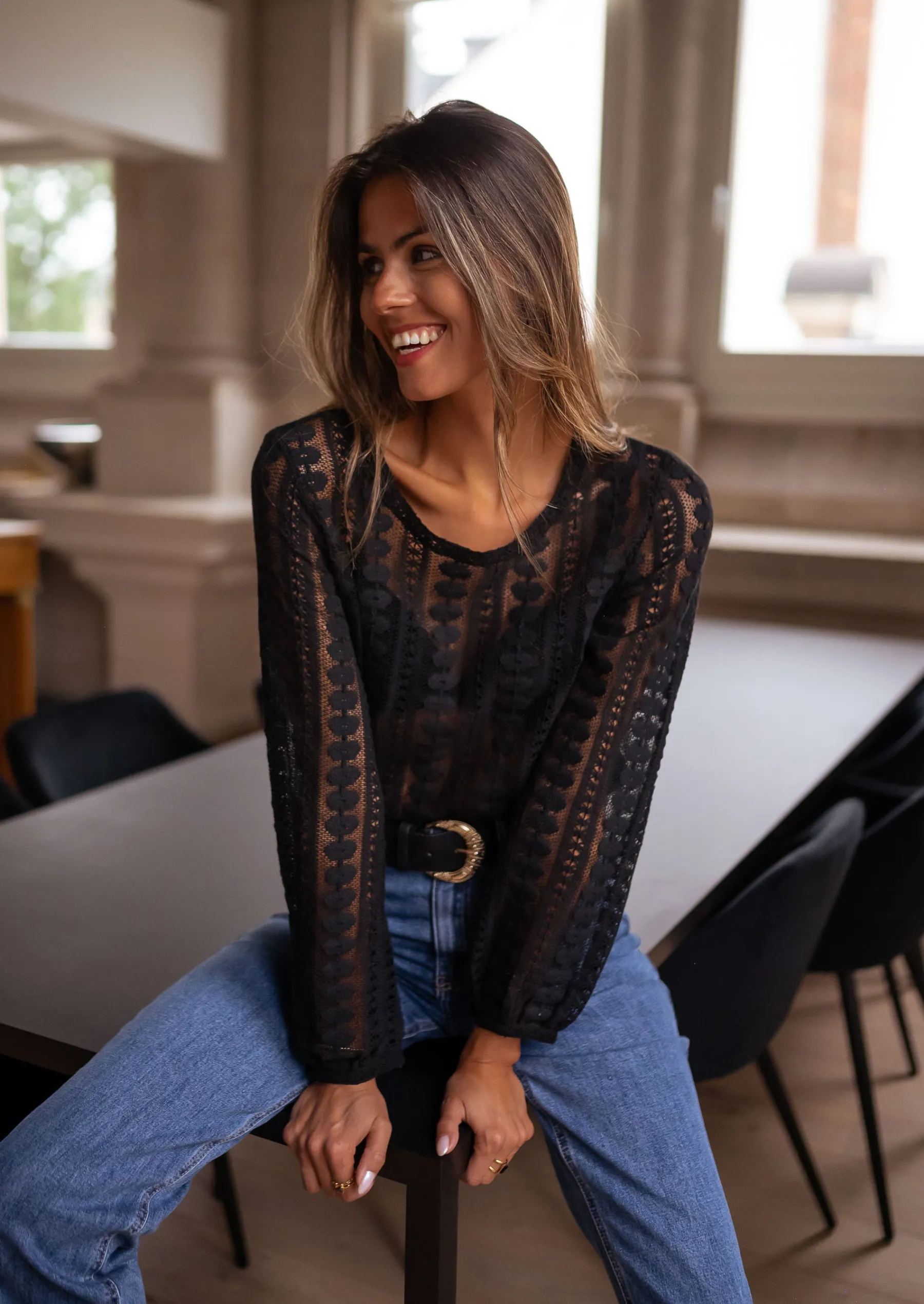 Chemisiers & Blouses-EASY-CLOTHES Blouse Laslo - noireEasy Clothes Noire