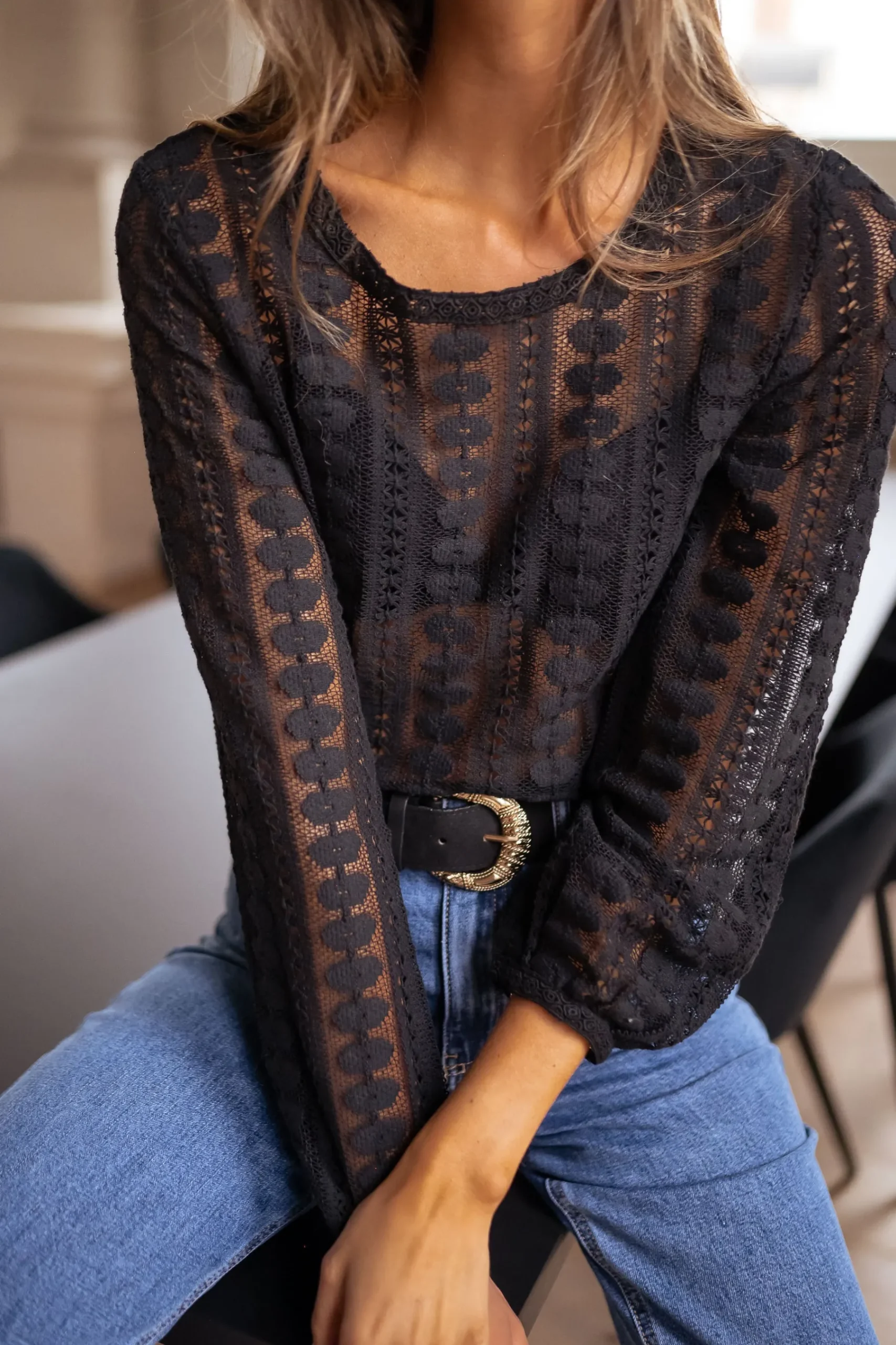Chemisiers & Blouses-EASY-CLOTHES Blouse Laslo - noireEasy Clothes Noire