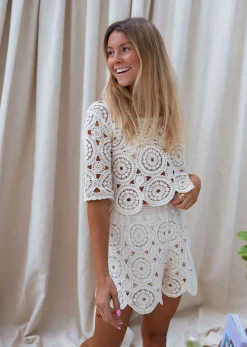 Chemisiers & Blouses-EASY-CLOTHES Blouse Linda - écrue en crochetEasy Clothes Écrue en crochet