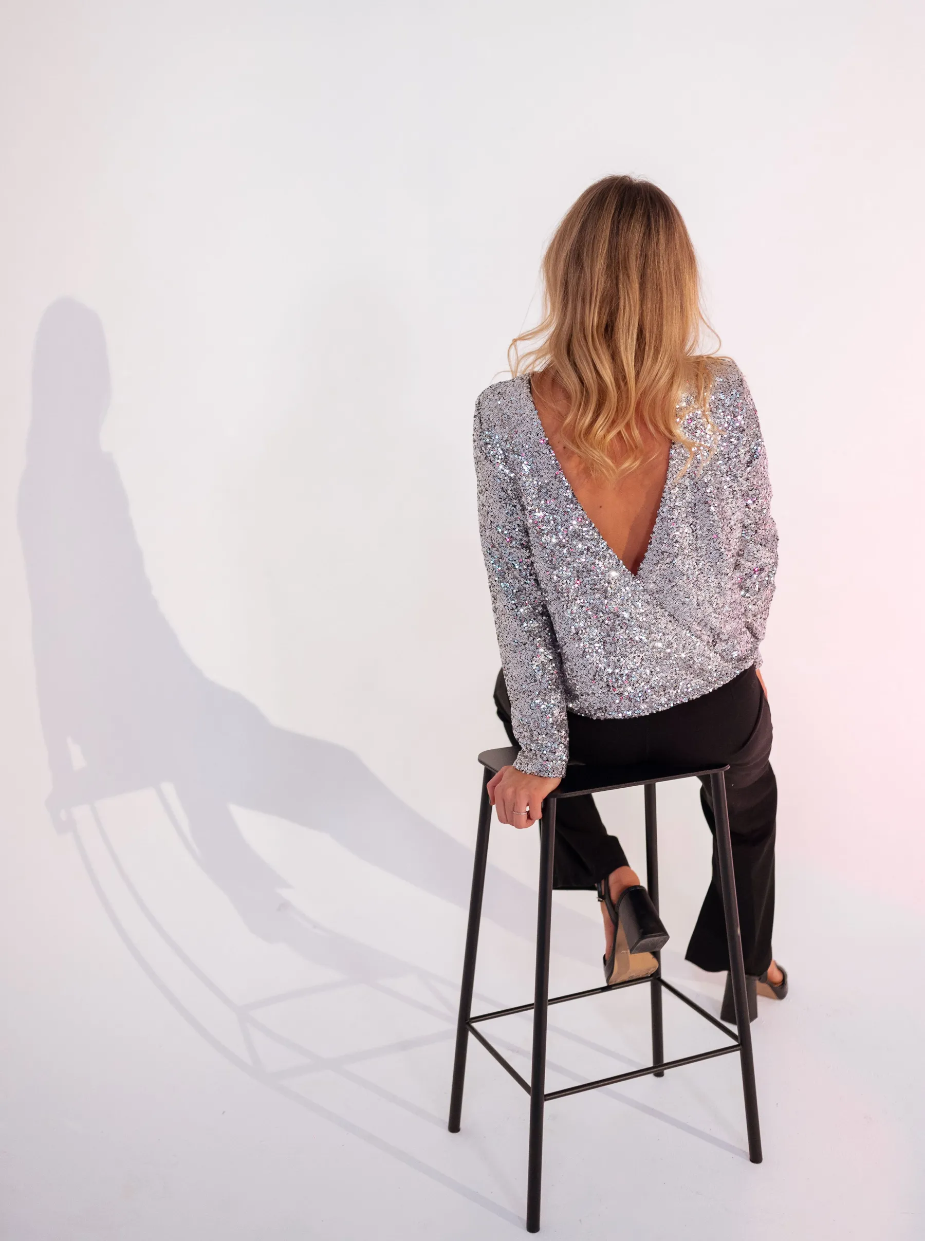 Chemisiers & Blouses-EASY-CLOTHES Blouse Louma CREATION - argentée à paillettesEasy Clothes Argentée à paillettes