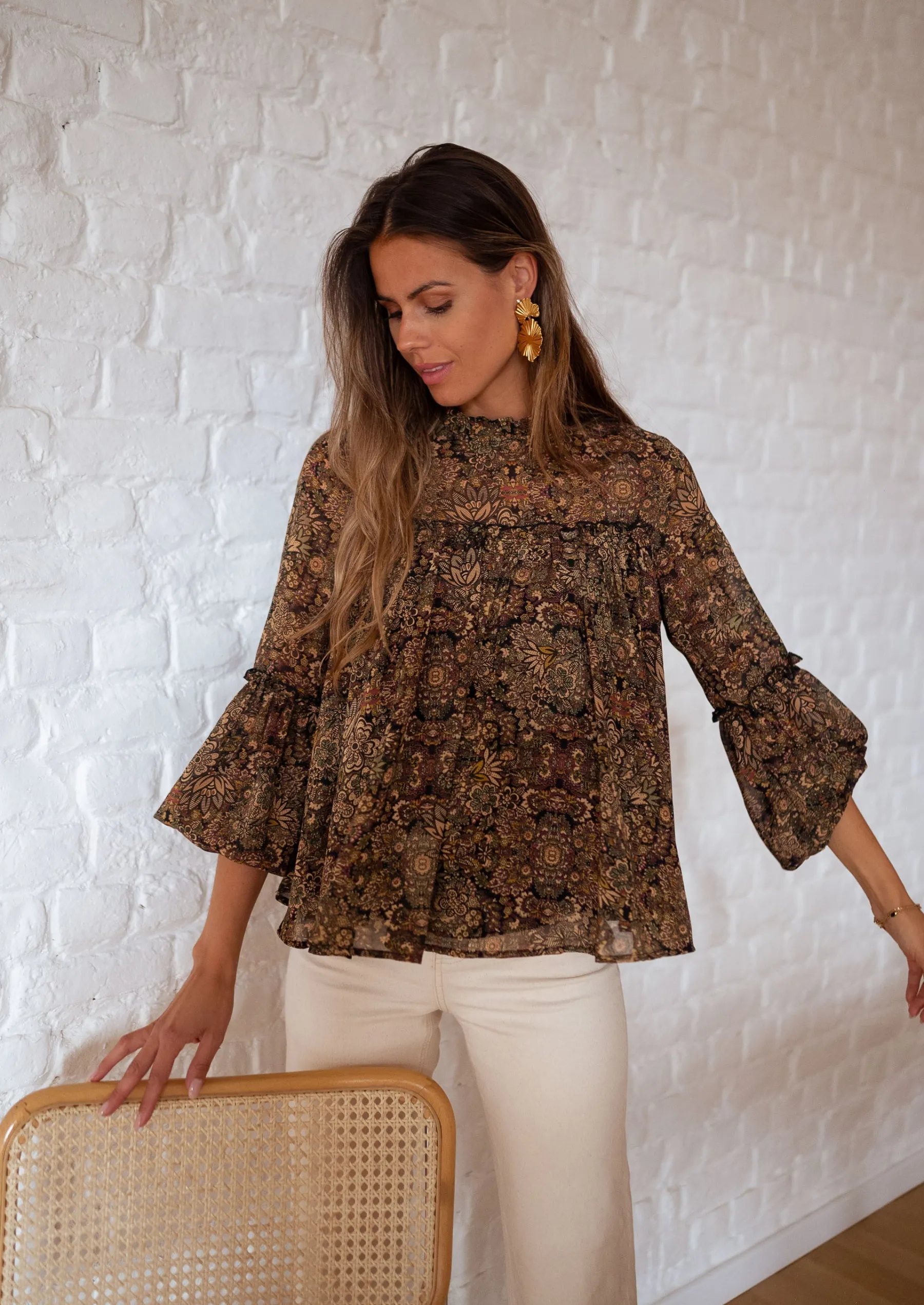 Chemisiers & Blouses-EASY-CLOTHES Blouse Luzy - à fleursEasy Clothes À fleurs
