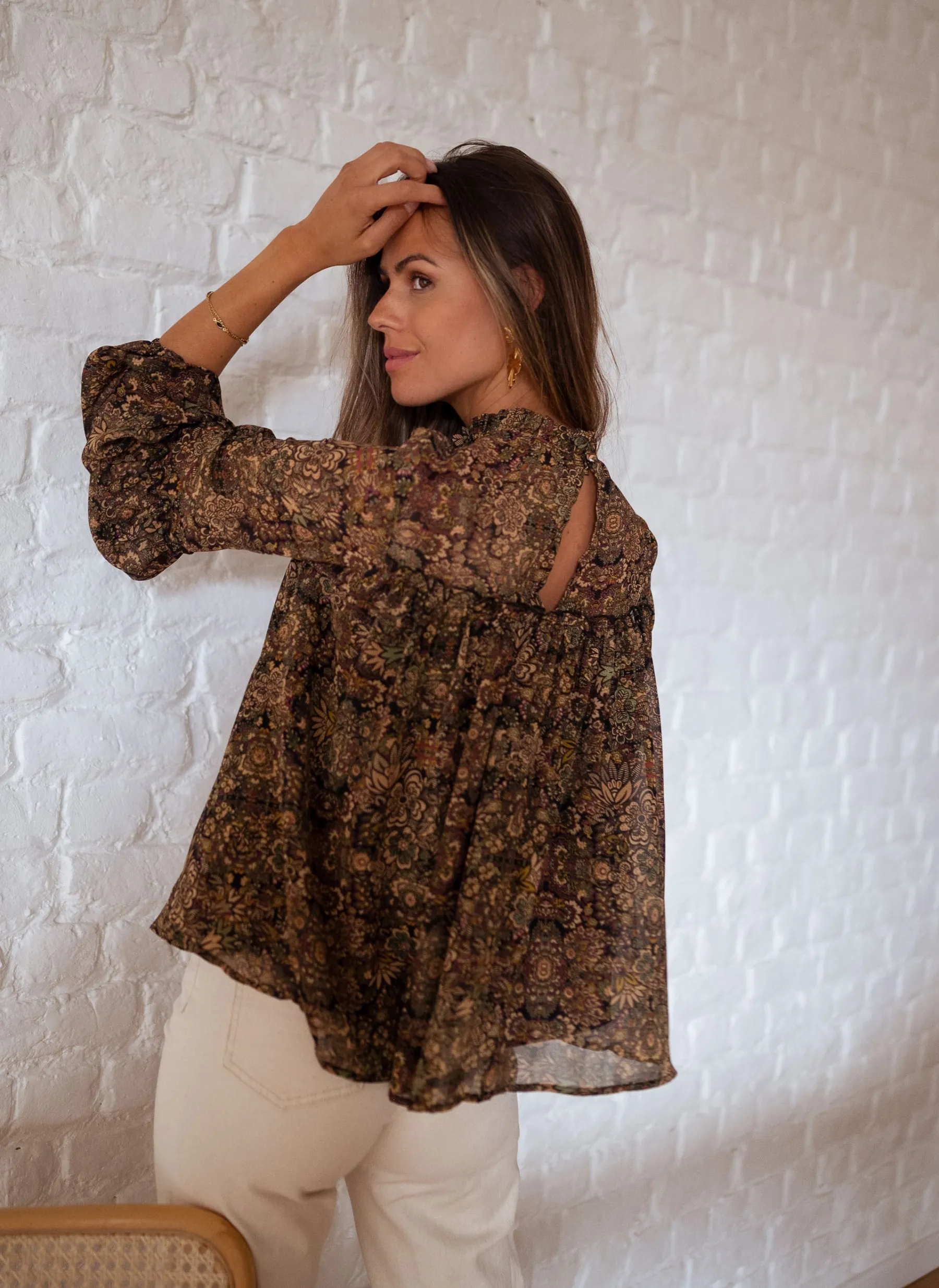 Chemisiers & Blouses-EASY-CLOTHES Blouse Luzy - à fleursEasy Clothes À fleurs