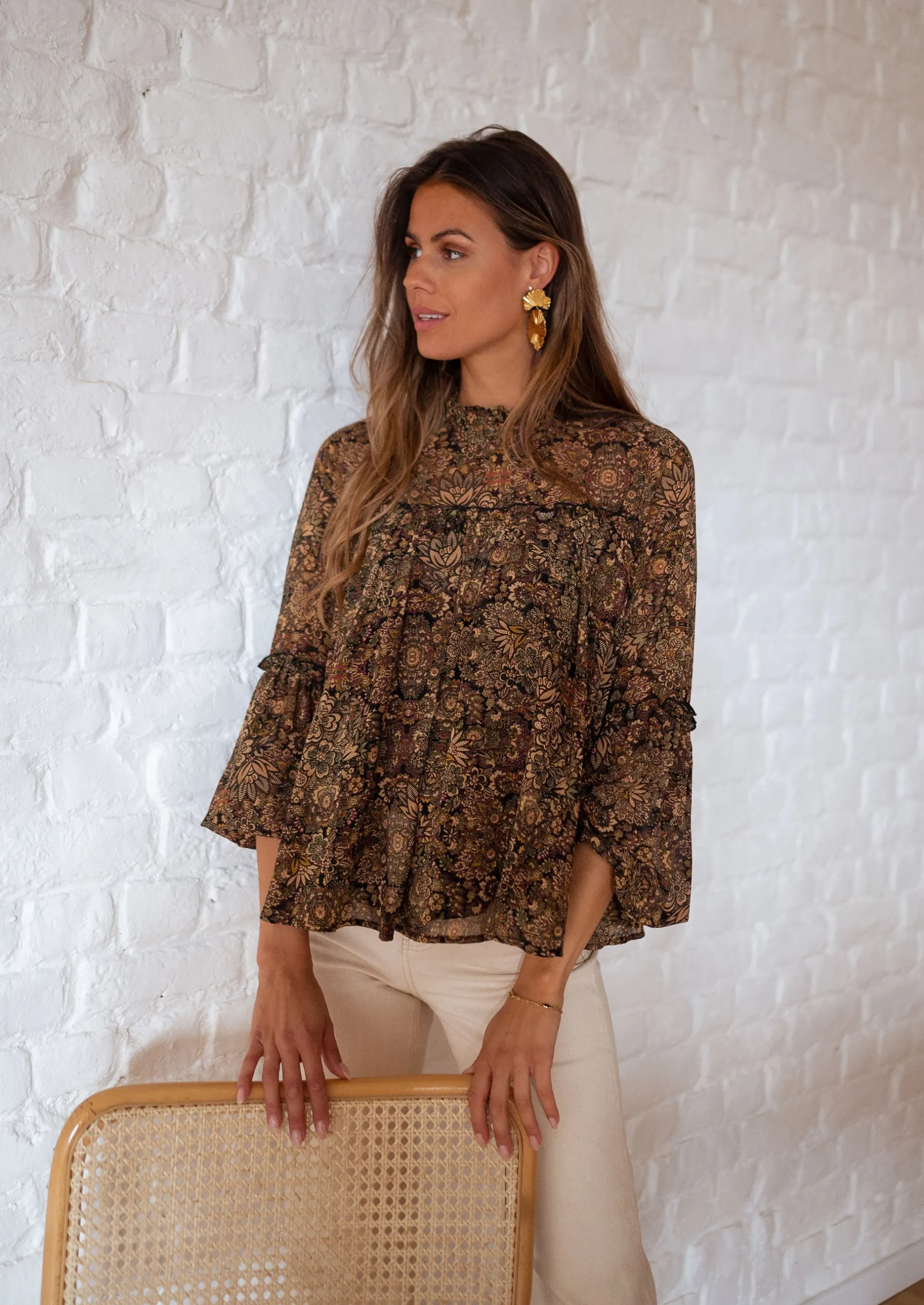 Chemisiers & Blouses-EASY-CLOTHES Blouse Luzy - à fleursEasy Clothes À fleurs