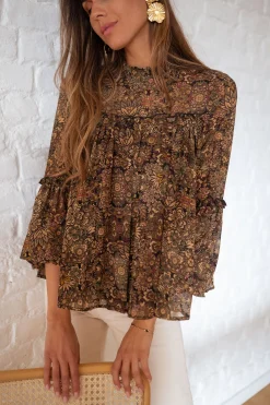 Chemisiers & Blouses-EASY-CLOTHES Blouse Luzy - à fleursEasy Clothes À fleurs