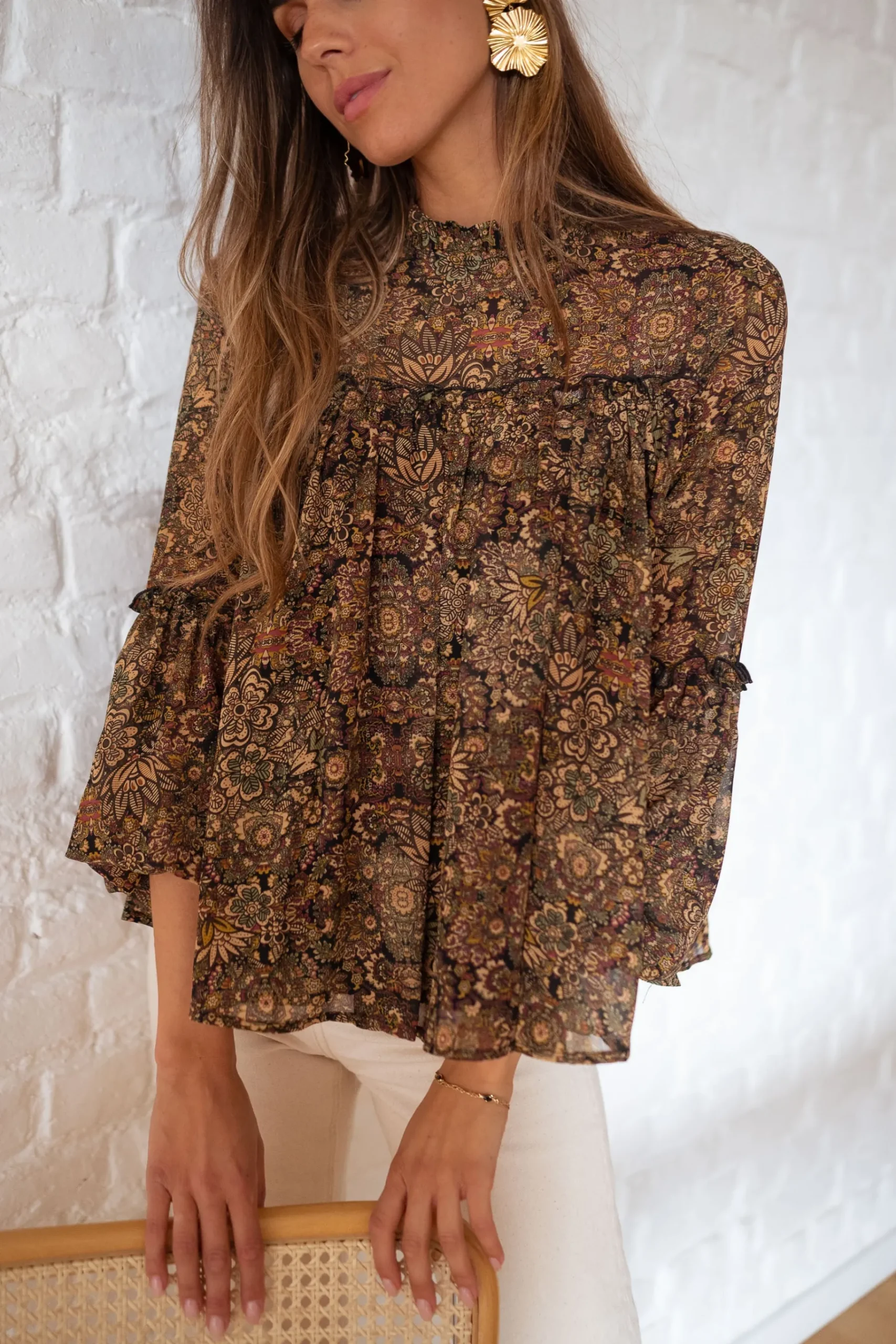 Chemisiers & Blouses-EASY-CLOTHES Blouse Luzy - à fleursEasy Clothes À fleurs