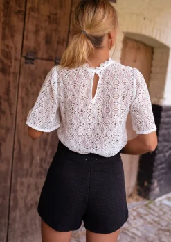 Chemisiers & Blouses-EASY-CLOTHES Blouse Maka - Dentelle - Légèrement TransparenteEasy Clothes En dentelle