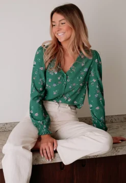 Chemisiers & Blouses-EASY-CLOTHES Blouse Mariata - verteEasy Clothes Verte