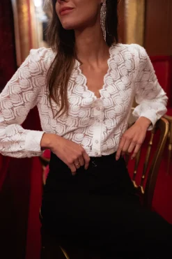 Chemisiers & Blouses-EASY-CLOTHES Blouse Morgane - blancheEasy Clothes Blanche       