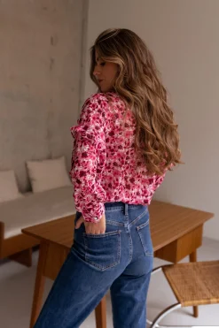 Chemisiers & Blouses-EASY-CLOTHES Blouse Ogda - rose à fleursEasy Clothes Rose à fleurs       