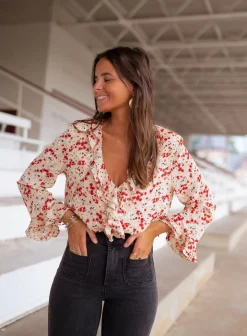 Chemisiers & Blouses-EASY-CLOTHES Blouse Olympe - à fleursEasy Clothes À fleurs