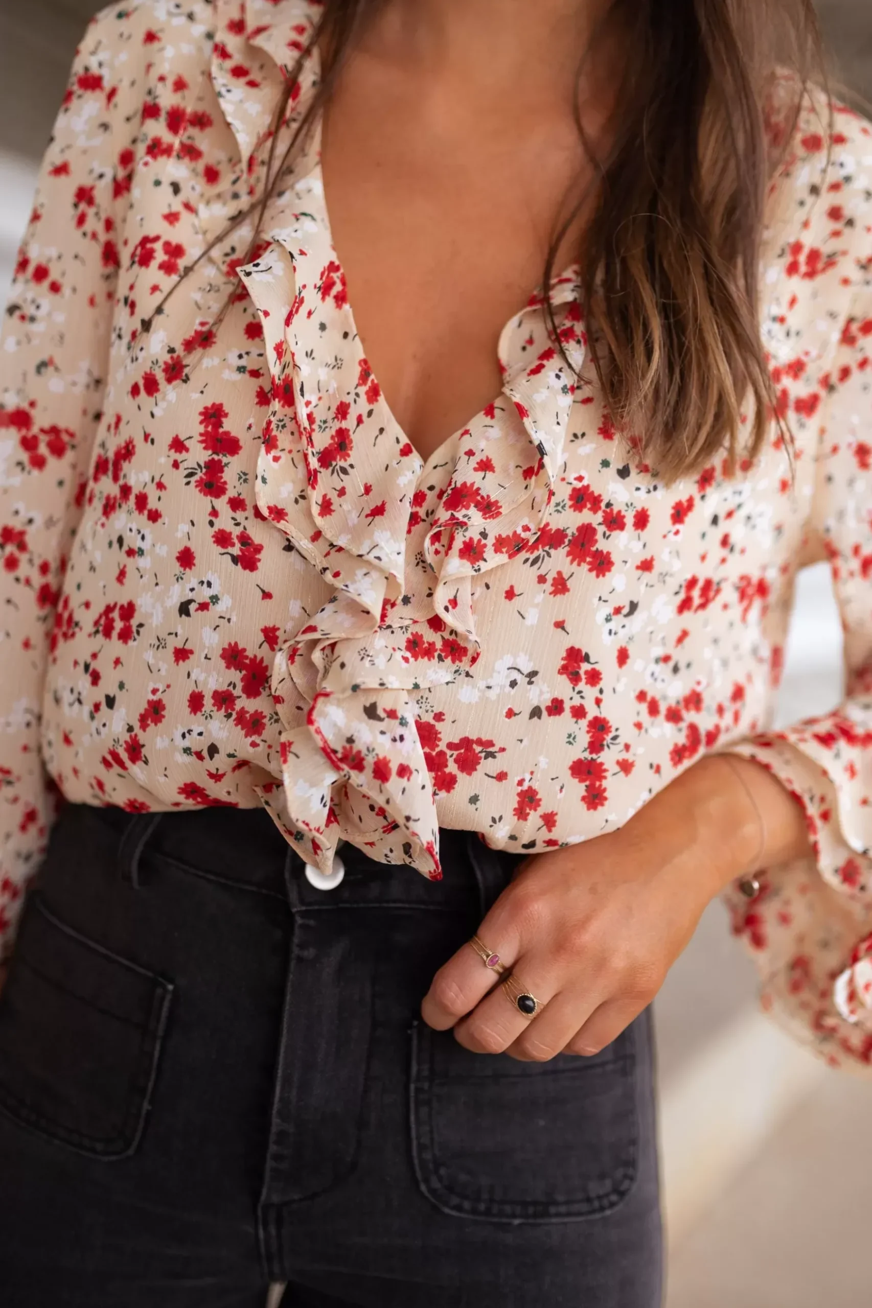 Chemisiers & Blouses-EASY-CLOTHES Blouse Olympe - à fleursEasy Clothes À fleurs
