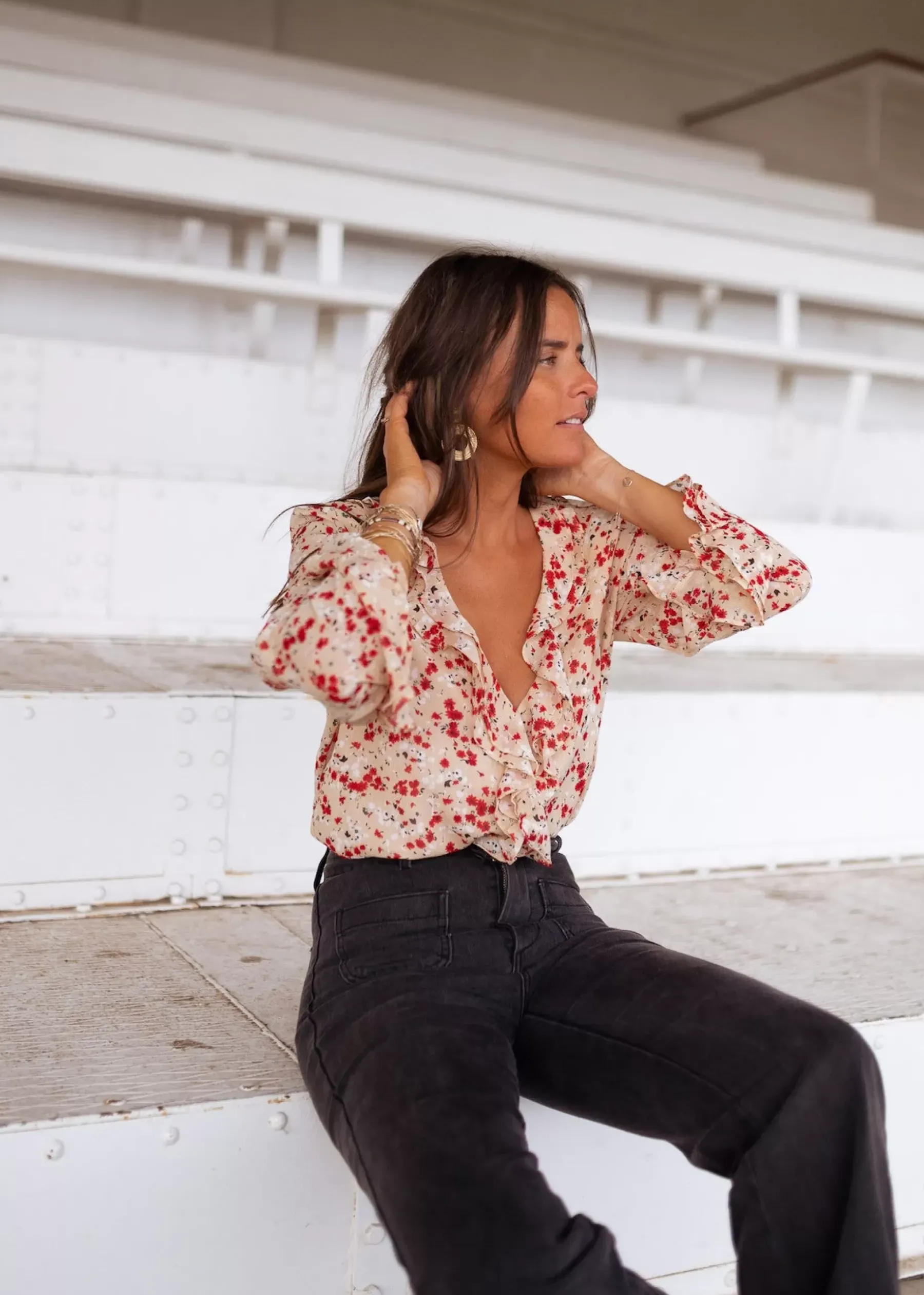 Chemisiers & Blouses-EASY-CLOTHES Blouse Olympe - à fleursEasy Clothes À fleurs