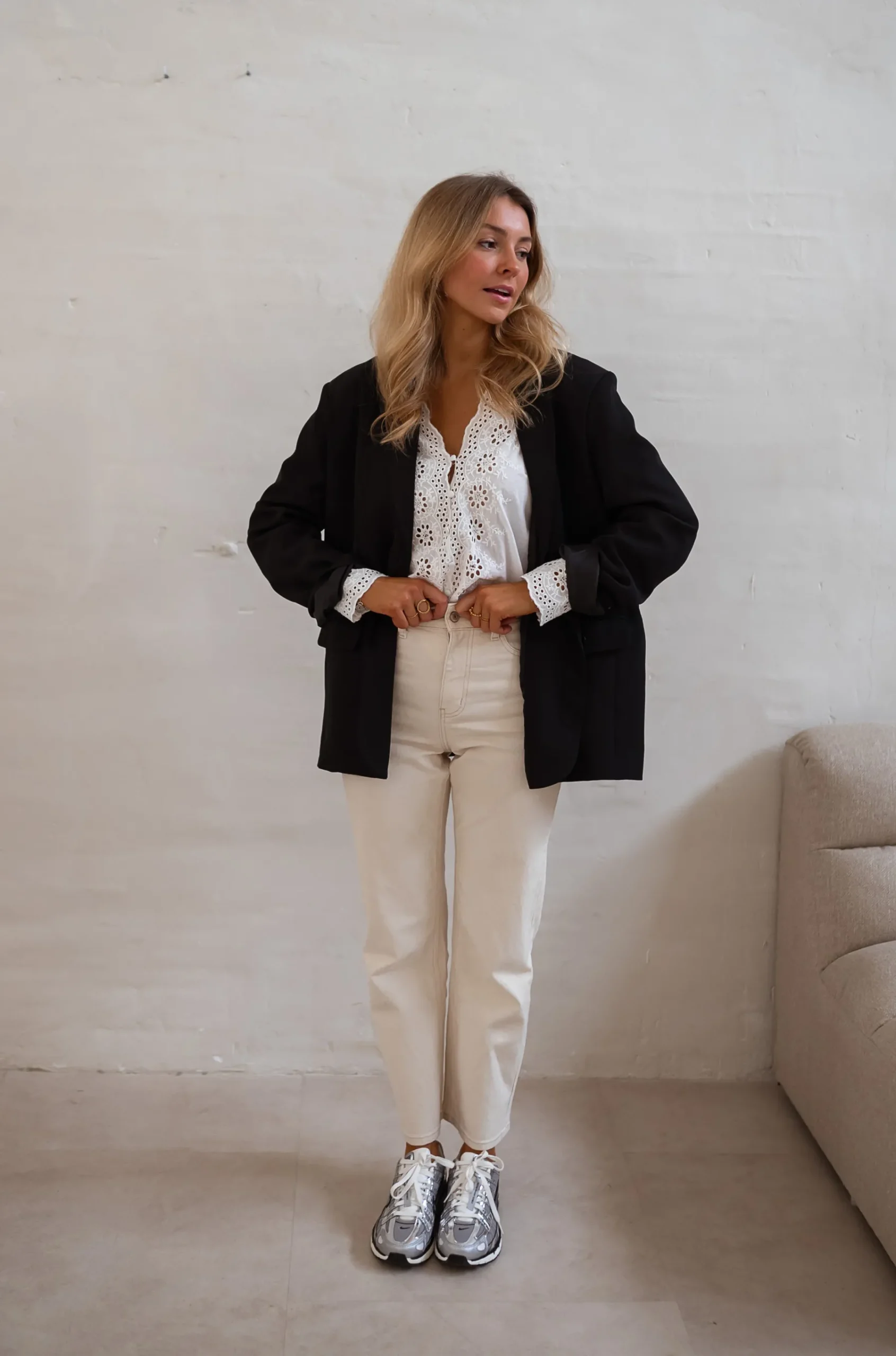Chemisiers & Blouses-EASY-CLOTHES Blouse Ruby - Écrue à Broderie - IntemporelEasy Clothes Écrue à broderie