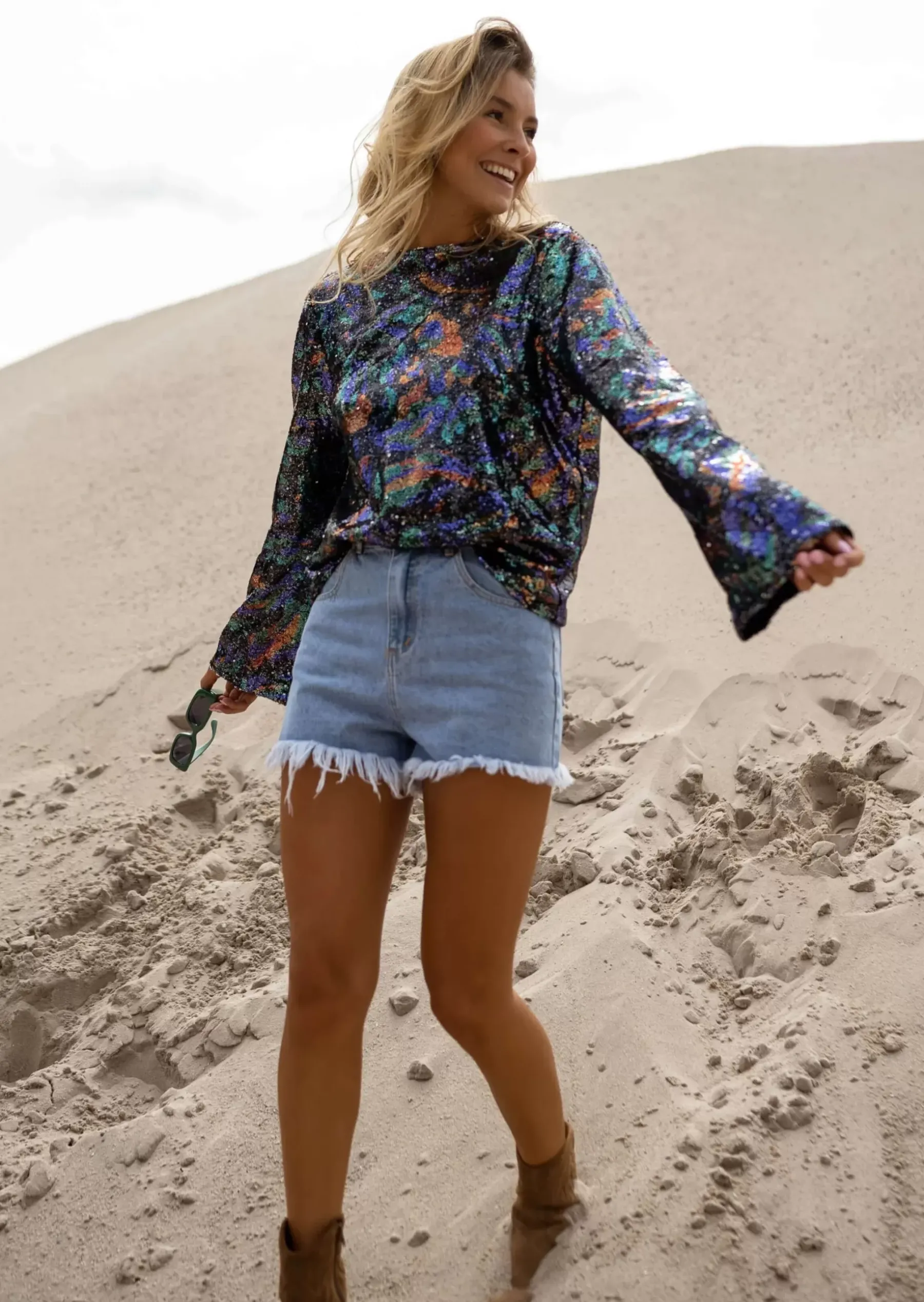 Chemisiers & Blouses-EASY-CLOTHES Blouse Selma - Paillettes de Couleurs - Création Easy Clothes À paillettes de couleurs
