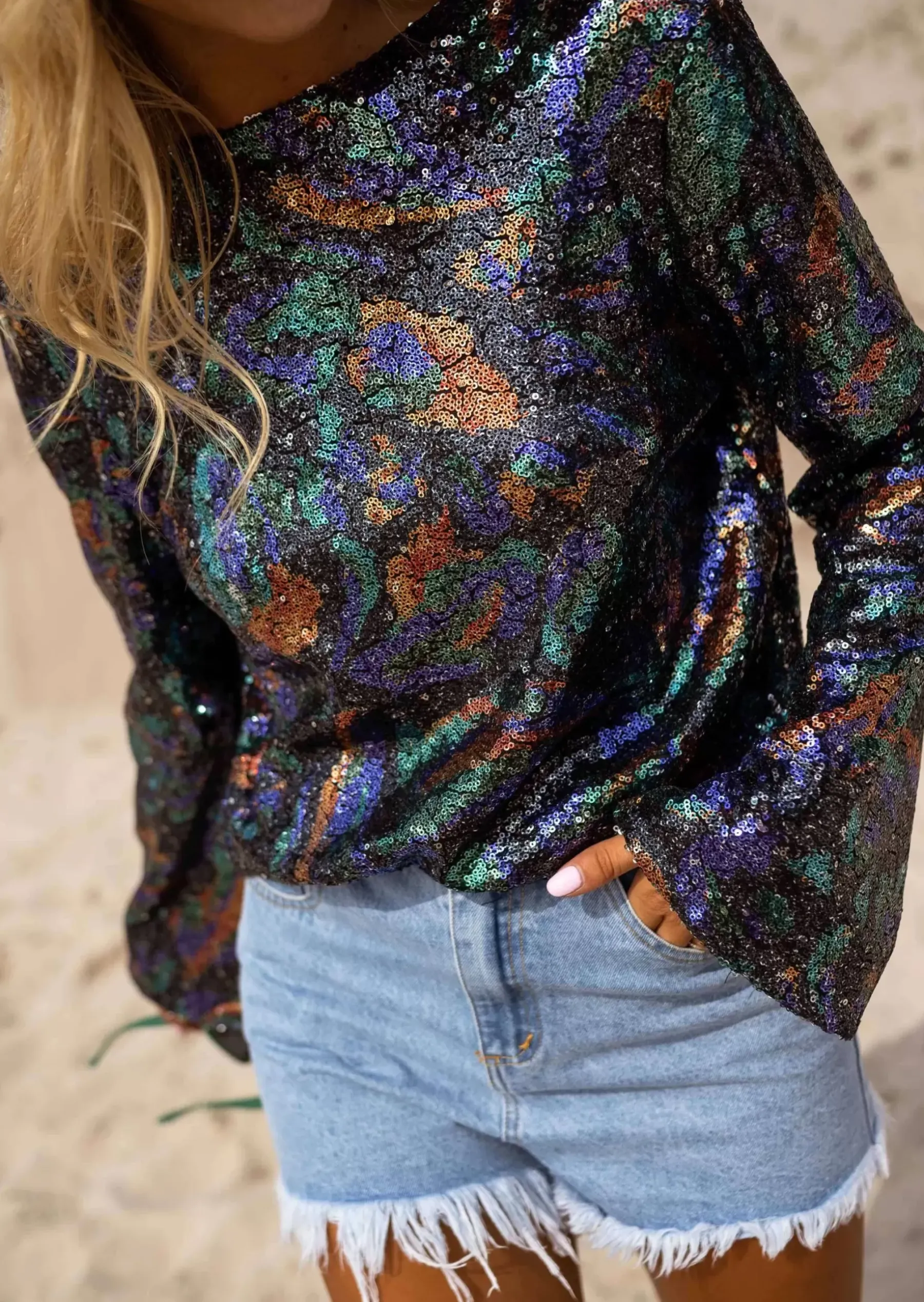 Chemisiers & Blouses-EASY-CLOTHES Blouse Selma - Paillettes de Couleurs - Création Easy Clothes À paillettes de couleurs
