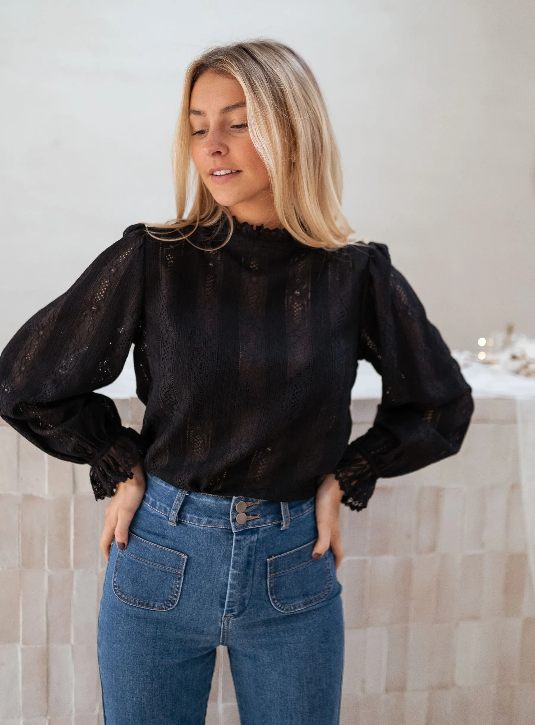 Chemisiers & Blouses-EASY-CLOTHES Blouse Terry - noireEasy Clothes Noire