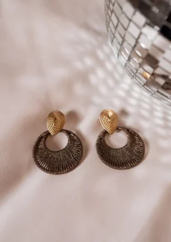 Boucles d'oreilles-EASY-CLOTHES Boucles d'Oreilles - Louba - Dorées & NoiresEasy Clothes Dorées et noires