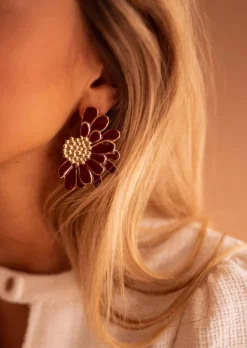 Boucles d'oreilles-EASY-CLOTHES Boucles d’Oreilles - Nalie - Dorées & BordeauxEasy Clothes Dorées