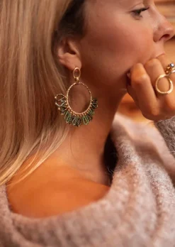 Boucles d'oreilles-EASY-CLOTHES Boucles d’Oreilles Brien - Vertes & Dorées - Bijoux Easy Clothes Vertes et dorées       