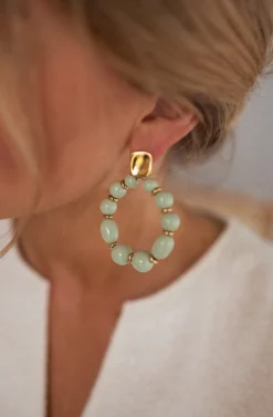 Boucles d'oreilles-EASY-CLOTHES Boucles d’Oreilles Dorées & Vertes | Loda | Bijoux & AccessoiresEasy Clothes Dorées et vertes