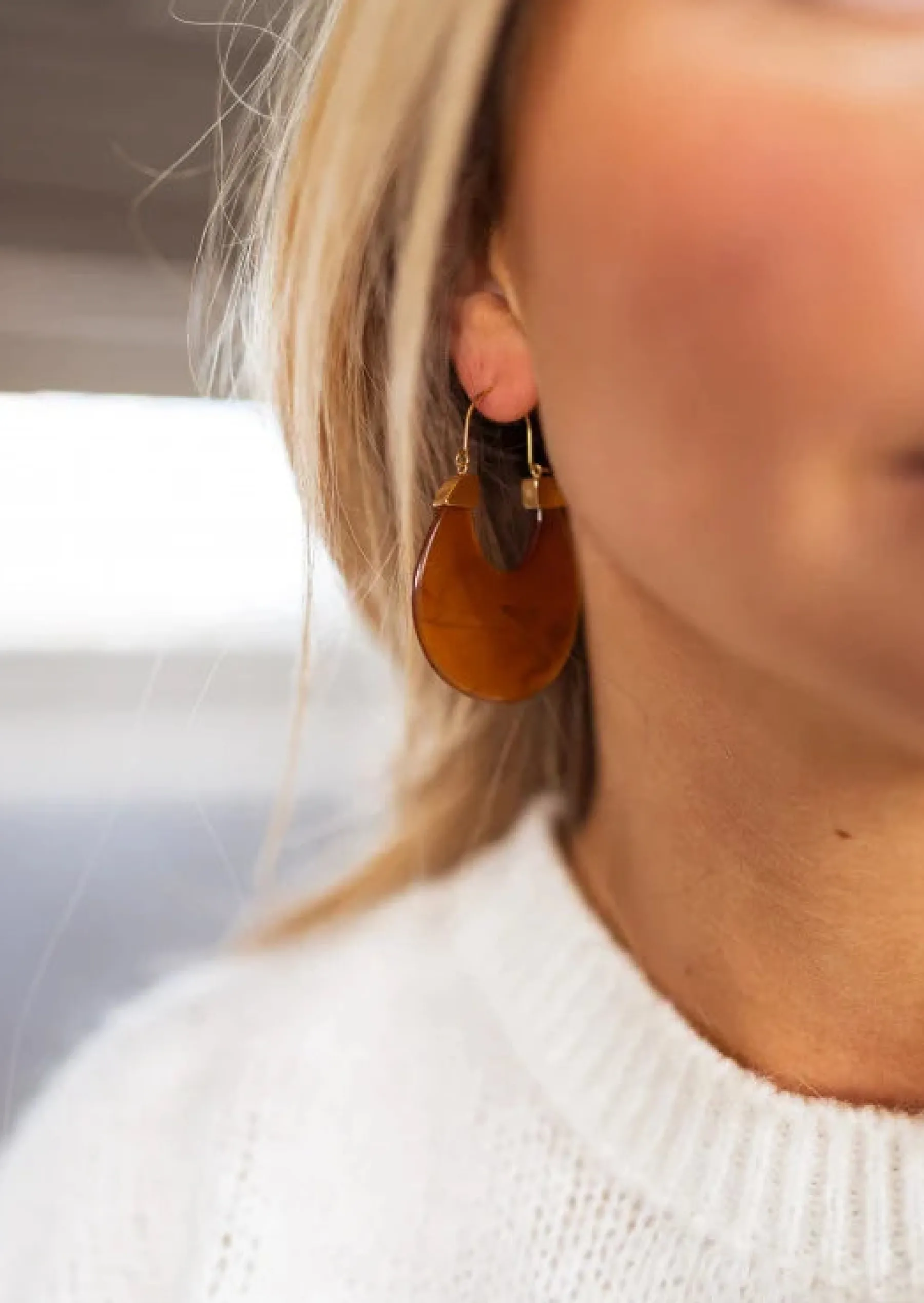 Boucles d'oreilles-EASY-CLOTHES Boucles d’oreilles Gufa dorées et brunes | Boucles d'oreilles originales | Prêt-à-porter en ligne | Easy Clothes Dorées et brunes