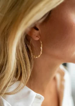 Boucles d'oreilles-EASY-CLOTHES Boucles d’oreilles Guna dorées | Anneaux perlés | Prêt-à-porter en ligne | Easy Clothes Dorées