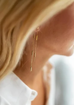 Boucles d'oreilles-EASY-CLOTHES Boucles d’oreilles Laryta dorées | Boucles d’oreilles pendantes | Prêt-à-porter en ligne | Easy Clothes Dorées