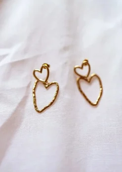 Boucles d'oreilles-EASY-CLOTHES Boucles d’Oreilles Muse - Dorées - 2 CoeursEasy Clothes Dorées       