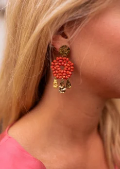 Boucles d'oreilles-EASY-CLOTHES Boucles d’oreilles Nitra - Perles Terracotta - Bijoux Easy Clothes Terracotta