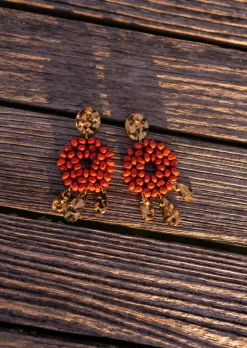 Boucles d'oreilles-EASY-CLOTHES Boucles d’oreilles Nitra - Perles Terracotta - Bijoux Easy Clothes Terracotta