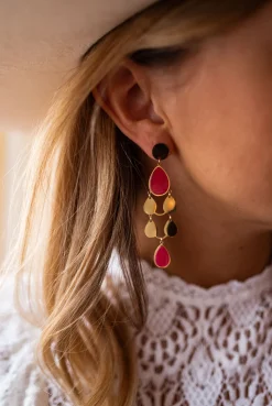 Boucles d'oreilles-EASY-CLOTHES Boucles d’oreilles Noan - dorées et rosesEasy Clothes Dorées et roses
