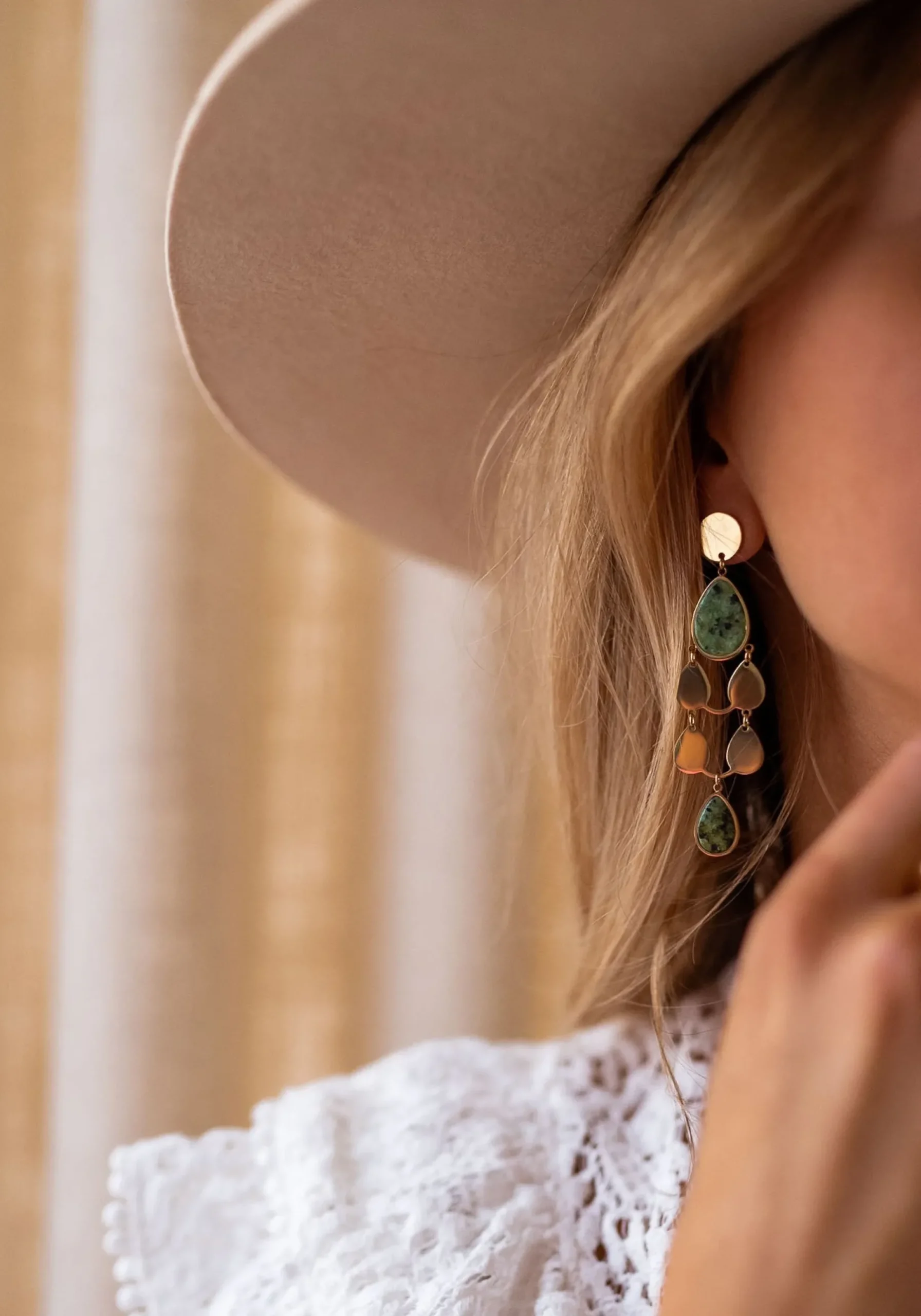 Boucles d'oreilles-EASY-CLOTHES Boucles d’oreilles Noan - dorées et vertesEasy Clothes Dorées et vertes