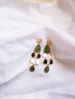 Boucles d'oreilles-EASY-CLOTHES Boucles d’oreilles Noan - dorées et vertesEasy Clothes Dorées et vertes       