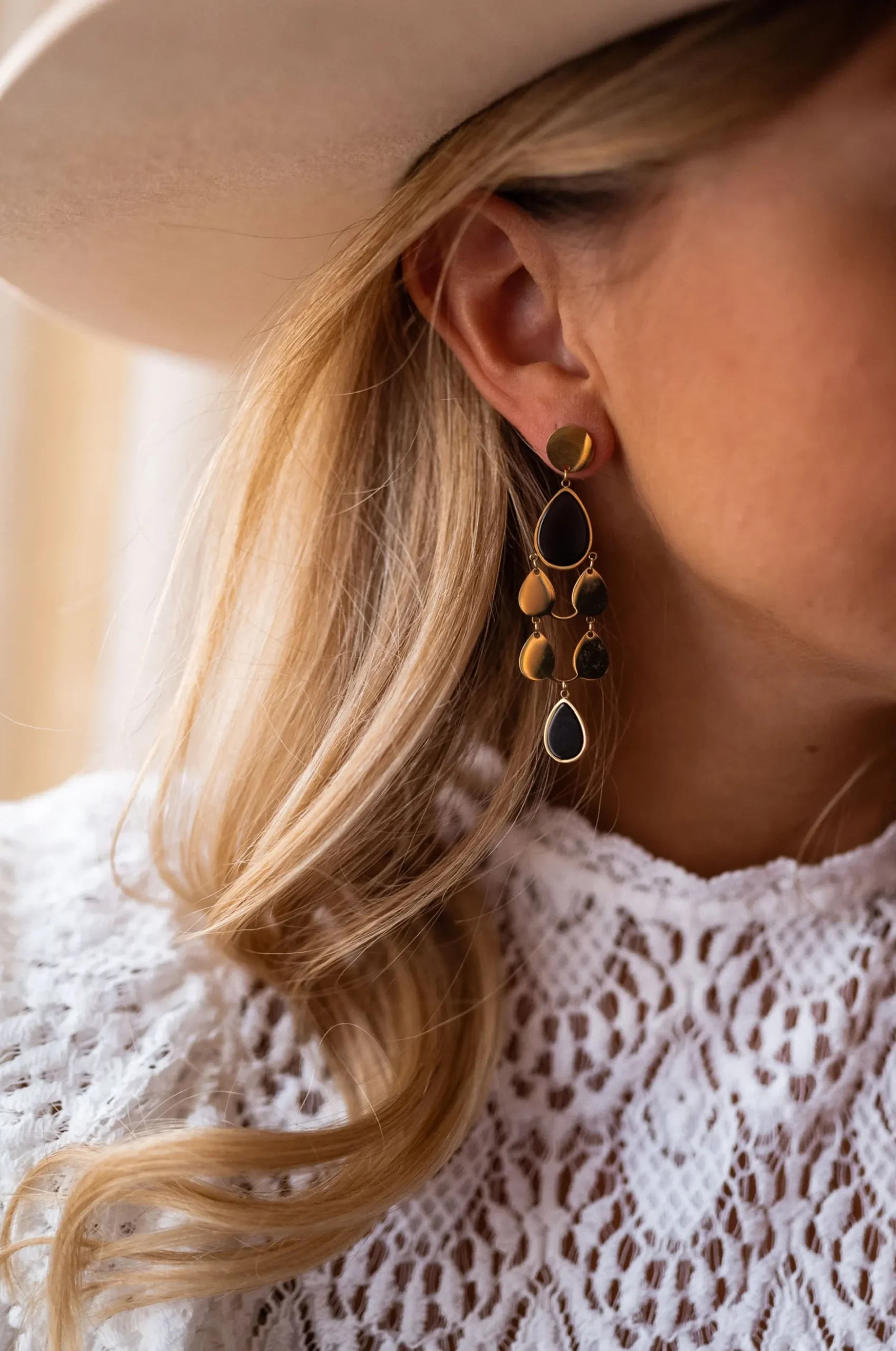 Boucles d'oreilles-EASY-CLOTHES Boucles d’oreilles Noan - dorées et noiresEasy Clothes Dorées et noires