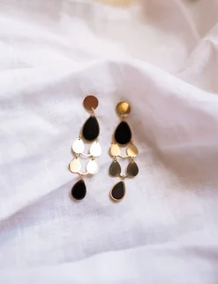 Boucles d'oreilles-EASY-CLOTHES Boucles d’oreilles Noan - dorées et noiresEasy Clothes Dorées et noires       