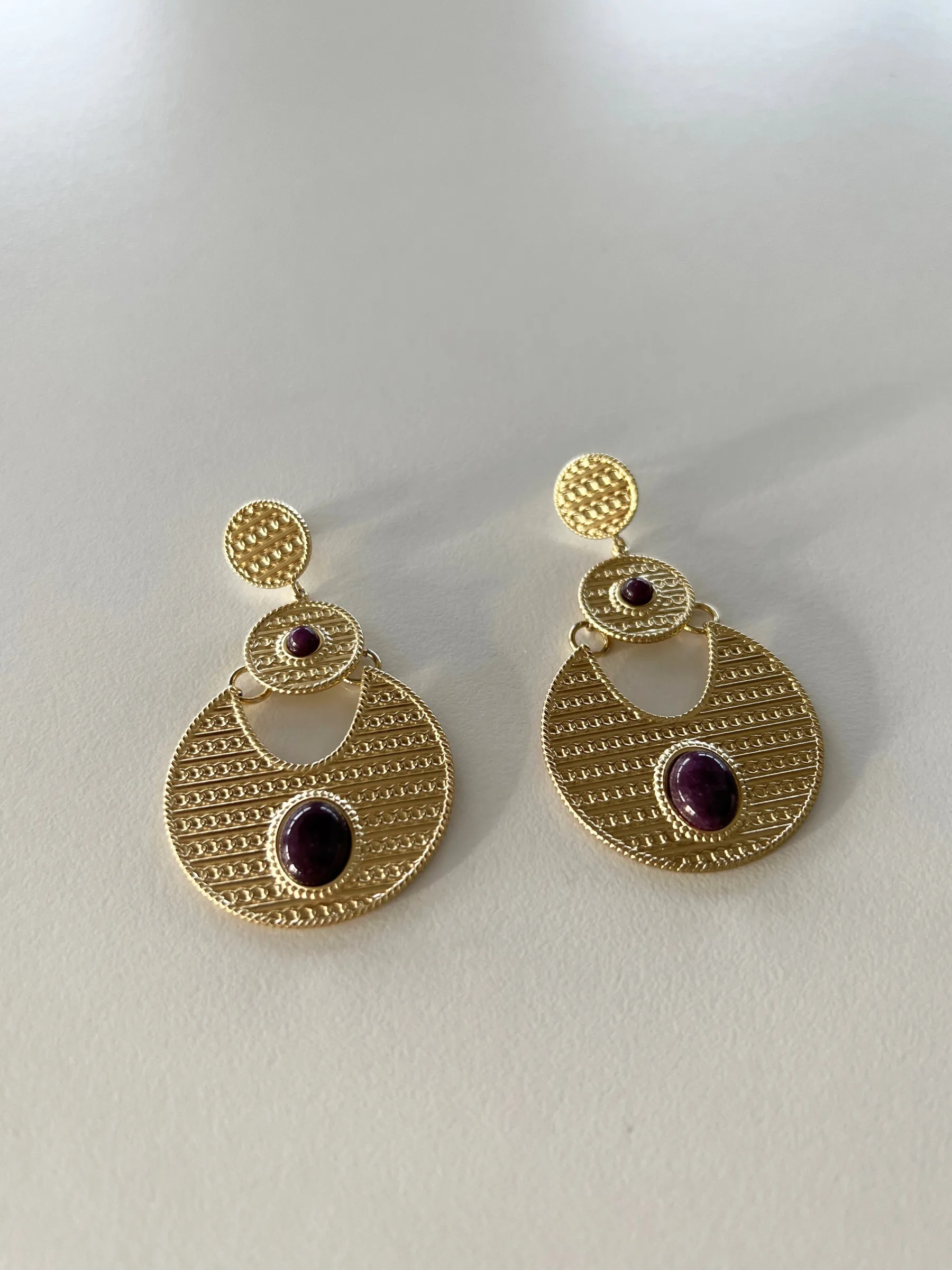 Boucles d'oreilles-EASY-CLOTHES Boucles d’oreilles Rahia - dorées et mauvesEasy Clothes Dorées et mauves