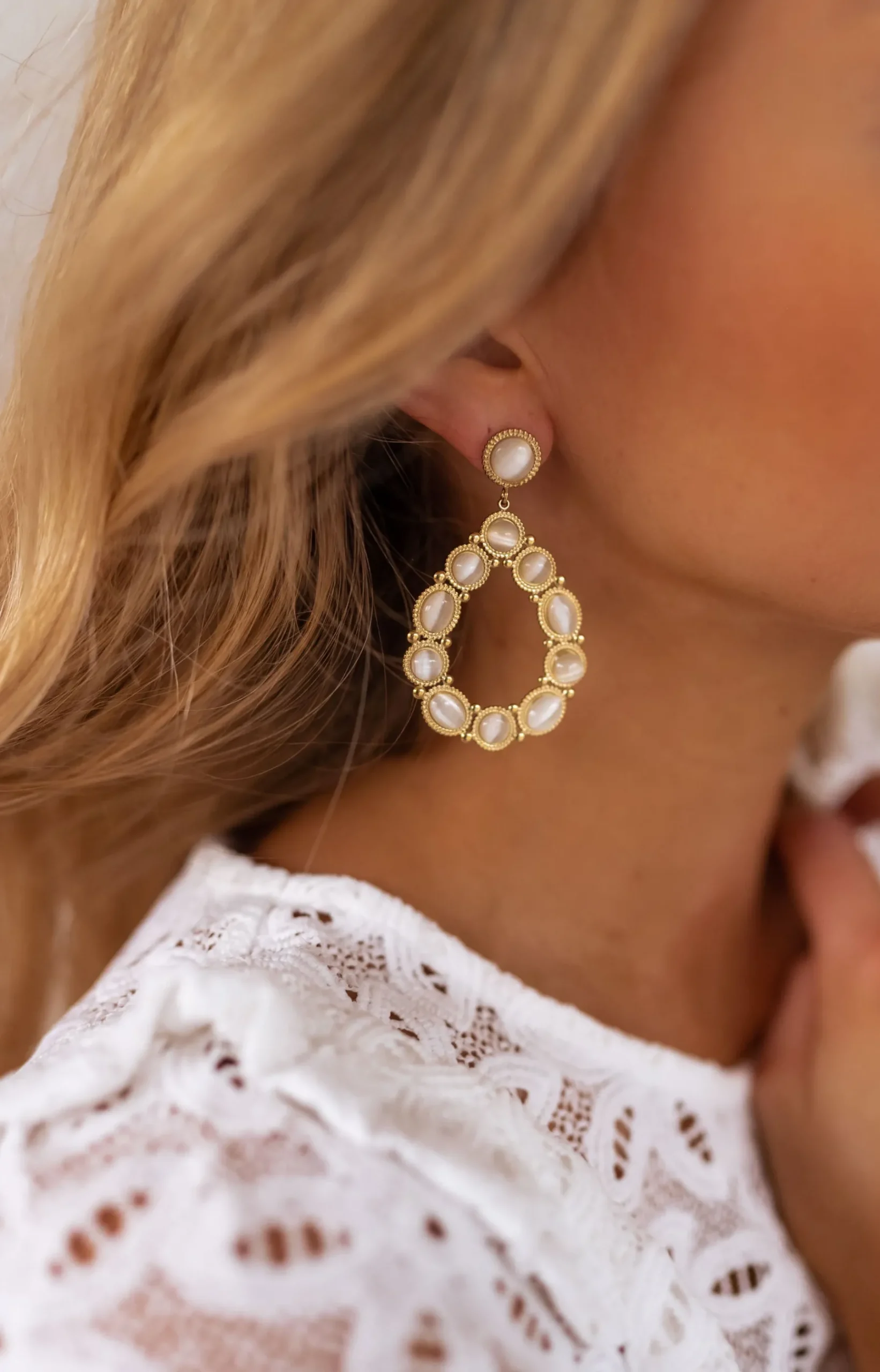 Boucles d'oreilles-EASY-CLOTHES Boucles d’oreilles Sana - dorées et écruesEasy Clothes Dorées et écrues