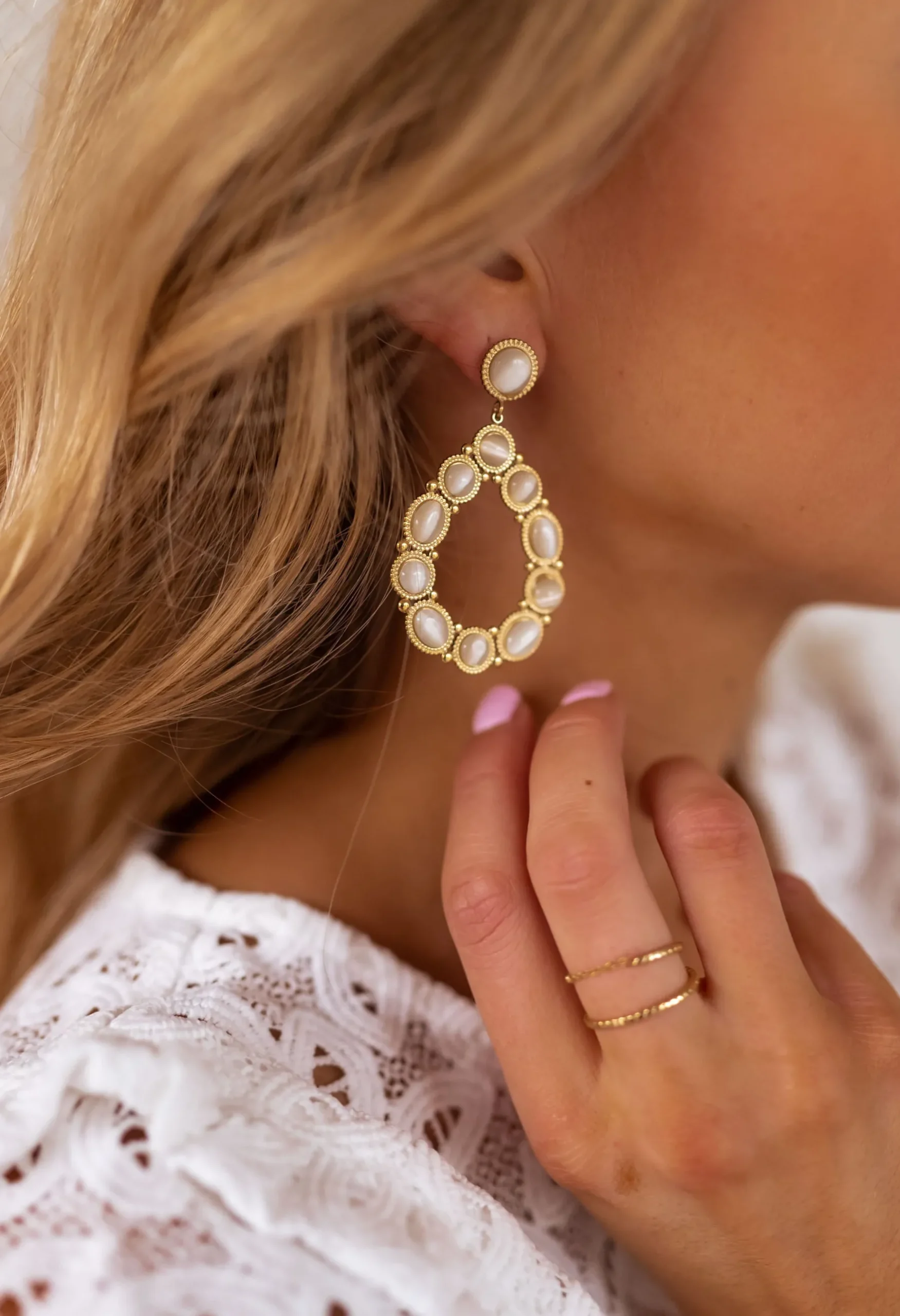 Boucles d'oreilles-EASY-CLOTHES Boucles d’oreilles Sana - dorées et écruesEasy Clothes Dorées et écrues