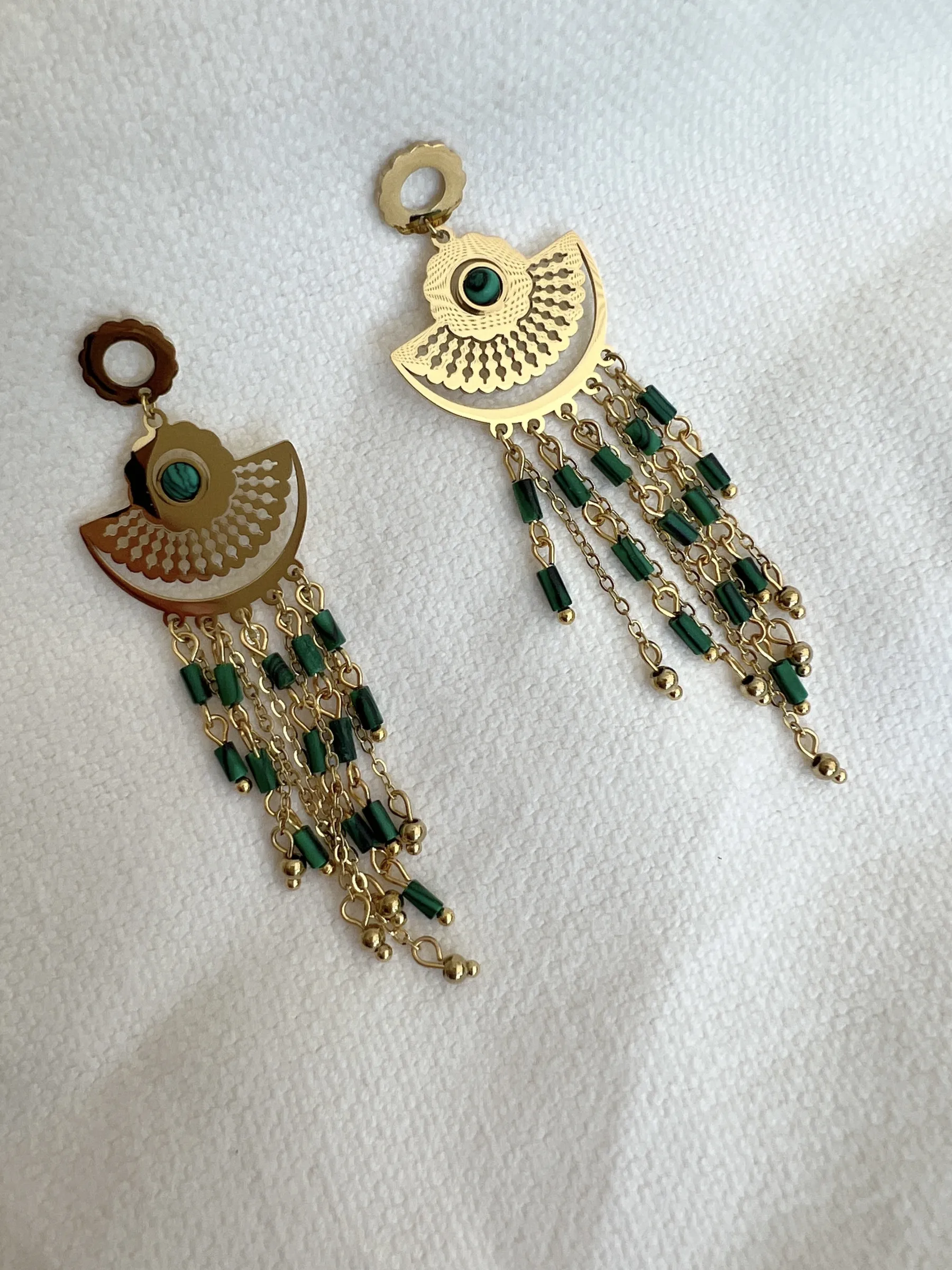 Boucles d'oreilles-EASY-CLOTHES Boucles d’oreilles Sido - dorées et vertesEasy Clothes Dorées et vertes