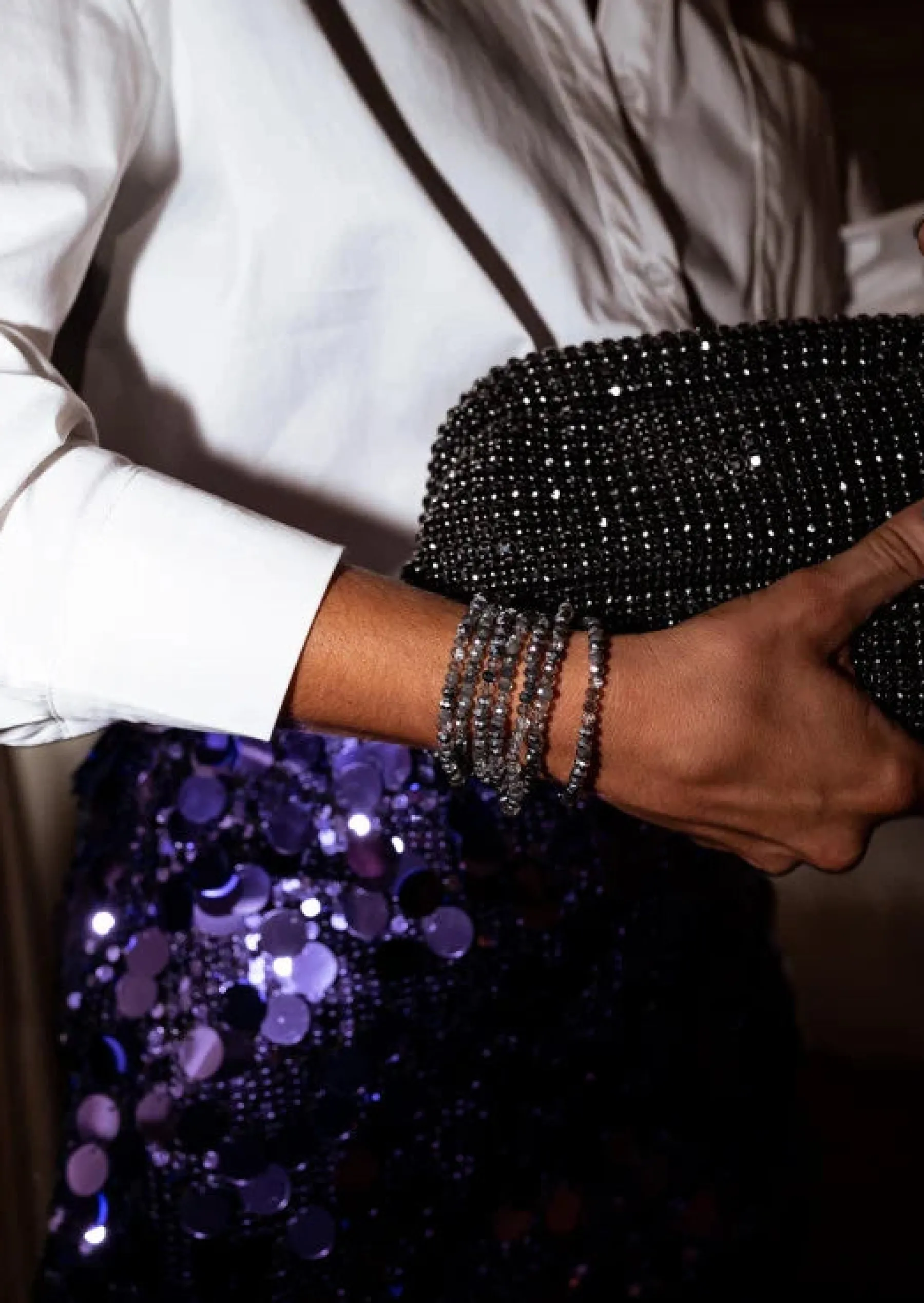 Bracelets-EASY-CLOTHES Bracelet Henno - Gris - Perles BrillantesEasy Clothes Gris brillant