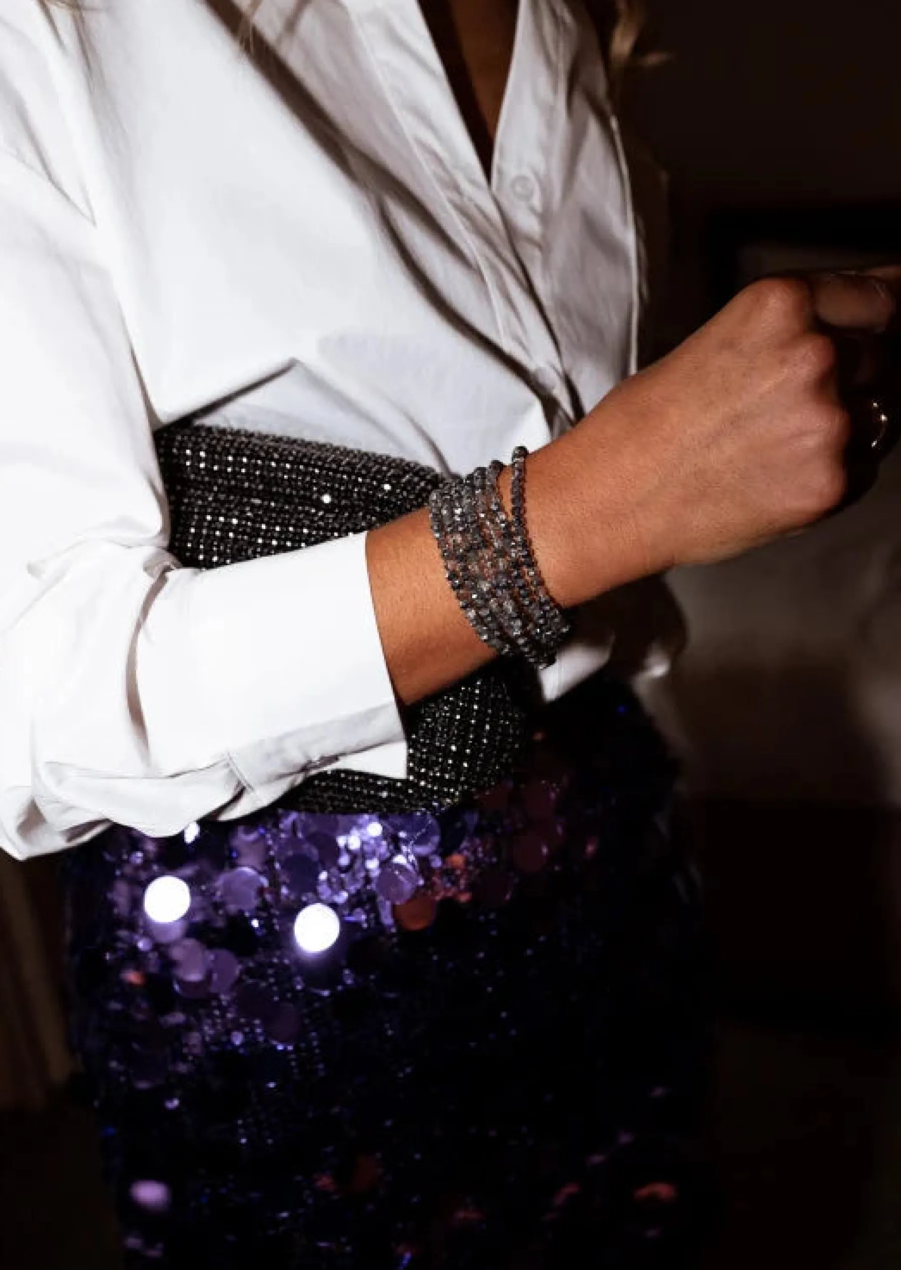 Bracelets-EASY-CLOTHES Bracelet Henno - Gris - Perles BrillantesEasy Clothes Gris brillant