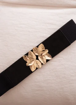 Ceintures-EASY-CLOTHES Ceinture Ju - Noire - Boucle Feuille - AjustableEasy Clothes Noire       