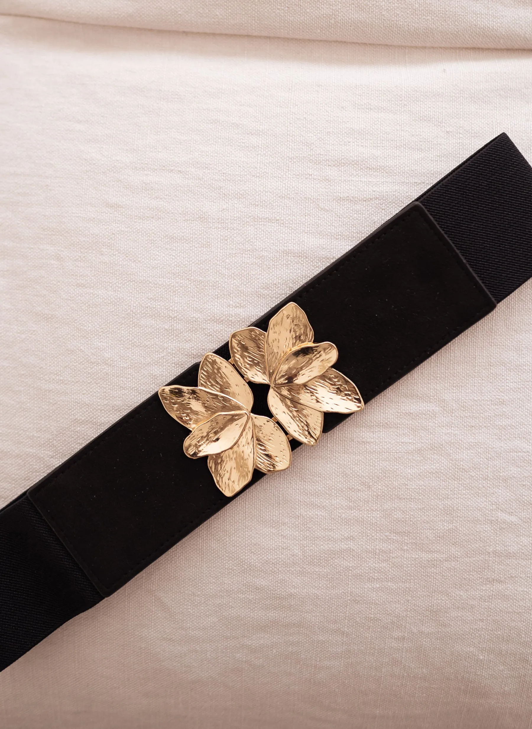 Ceintures-EASY-CLOTHES Ceinture Ju - Noire - Boucle Feuille - AjustableEasy Clothes Noire